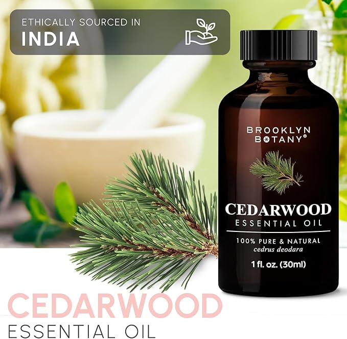 Brooklyn Botany Cedarwood Essential Oil – 100% Pure and Natural – Premium Grade Oil with Dropper - for Aromatherapy and Diffuser - 1 Fl Oz