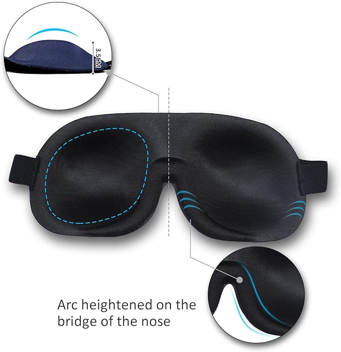 Sleep Mask Invisible Alar Deep Orbit 3D Eye Mask Ultra Lightweight & Comfortable Sleeping Mask for Travel, Nap, Shift Works,XL Deep Blue