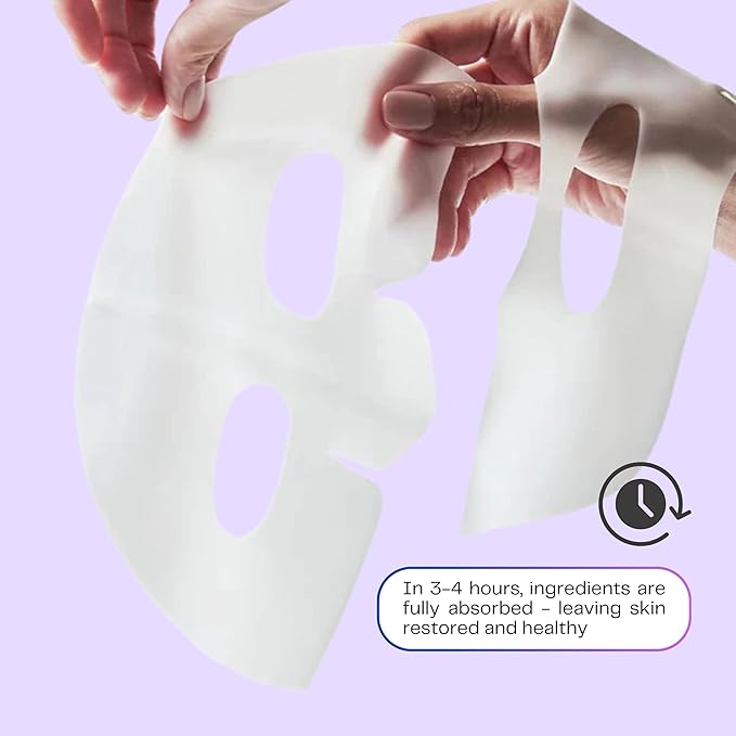 Bio-Collagen Sheet Face Masks (Overnight Restore, 5 Pack) with Retinol + Ceramides - Anti-Aging, Minimize Wrinkles and Pores, Deep Hydration, Firming - Mother's Day Gifts for Mom - K Beauty