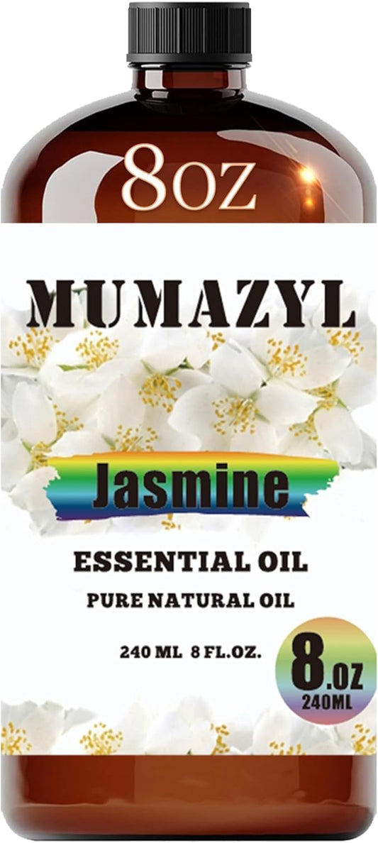 Jasmine Essential Oil, Jasmine Oil 8 Fl Oz 240ML for Diffuser Humidifier Yoga Cleaning DIY Candle Soap Making Essential Oils