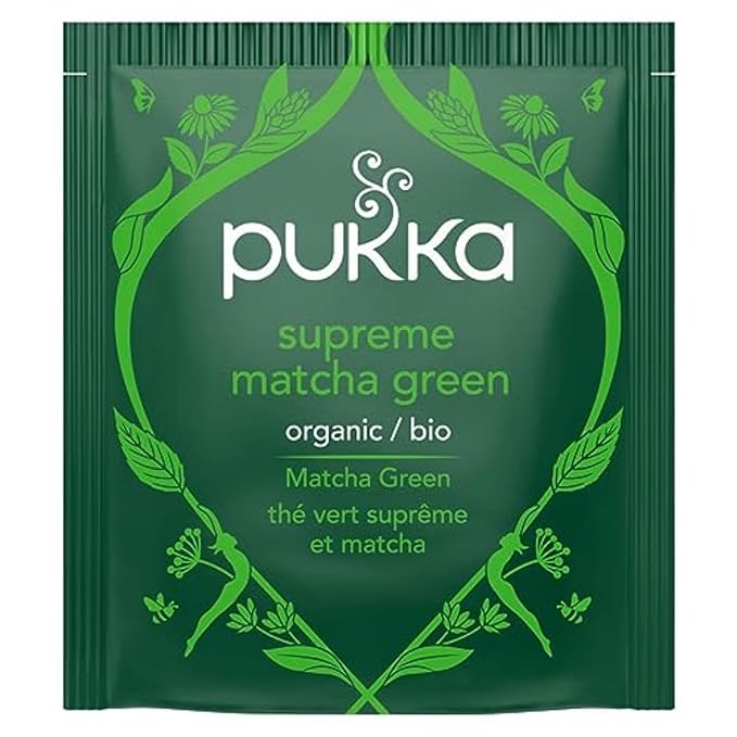 Pukka Supreme Matcha Green Organic Herbal Tea, Energizing Infusion Organic Tea Selection, With Matcha Powder, Ideal For Daily Vitality, Caffeine Free, 80 Total Bags (20ct - Pack of 4)