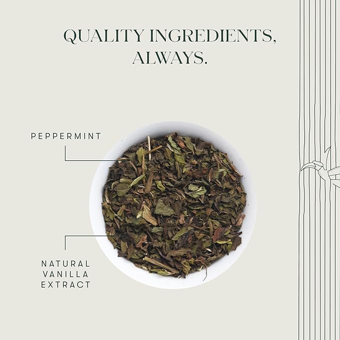 Luxmi Estates - Organic Peppermint Tea with Natural Vanilla Extract - Loose Leaf - 25g (12 Cups) Tea Bags, Limited Fall Tea With the Natural Sweetness of Vanilla, Perppermint Aids Digestion
