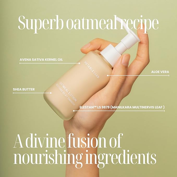 Organic Oatmeal Lotion - Nurtures Dry Itchy Skin Plant-Based Body Moisturizer with Aloe Vera + Shea Butter 3.38 fl. oz