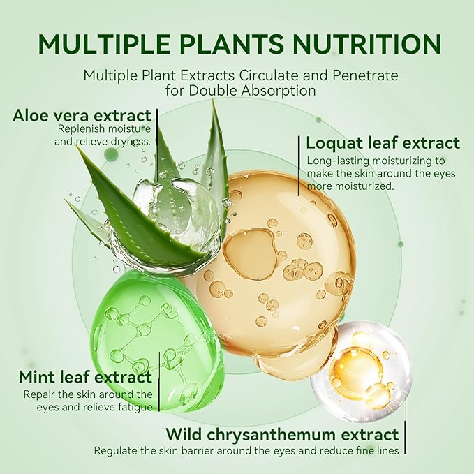 BREYLEE Aloe Vera Eye Masks - 60 Pcs - Reduce Puffy Eyes & Dark Circles, Firm & Improve Under Eye Skin, Pure Natural Extracts for Youthful Appearance & Reduction of Fine Lines and Wrinkles.