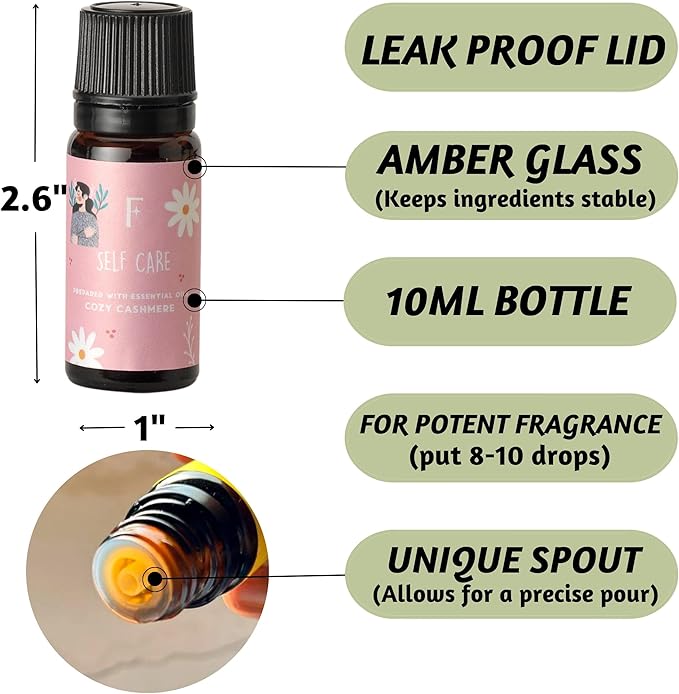 Folkulture Essential Oils for Diffuser | Essential Oils Set of 6 Fragrances | Diffuser Oil Scents for Home | Oils Diffuser Essential Oil | Fragrance Oils for Diffusers - Green Tea, Ocean Salt