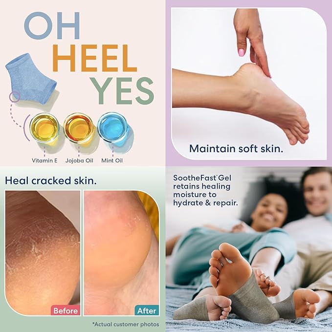 Dr. Frederick's Original Moisturizing Heel Socks for Cracked Heel Treatment - 2 Pairs - Socks for Dry Feet - Cracked Skin Repair & Overnight Hydration - Foot Care for Women & Men - Jojoba Oil