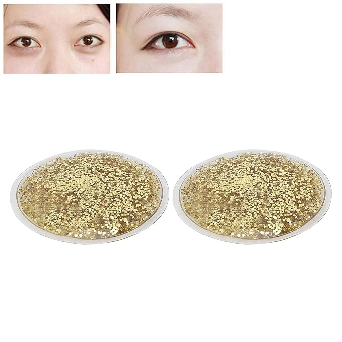 Gel Ice Pack, Hot Cold Eye Gel Ice Pack, Reusable Cooling Eye Cover for Dark Circles Puffiness, Redness and Eye Relax (Gold)
