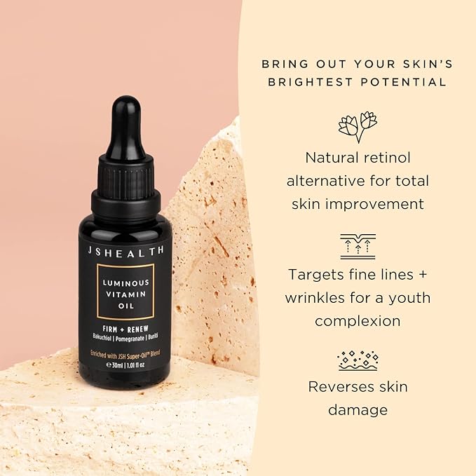 JSHealth Hydrating Face Oil For Women and Men with Rose Oil & Vitamin E Oil For Skin - Facial Oil for Dry Skin