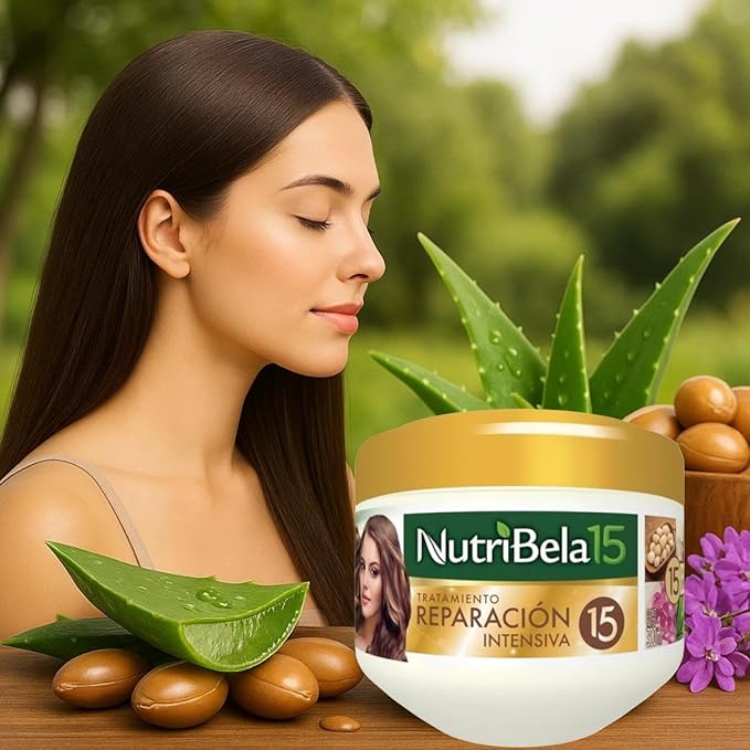 Tratamiento Reparación Intensiva Nutribela15 – 15 Ingredientes Recomendados | Suavidad, Brillo y Fuerza –10.1oz (300ml)