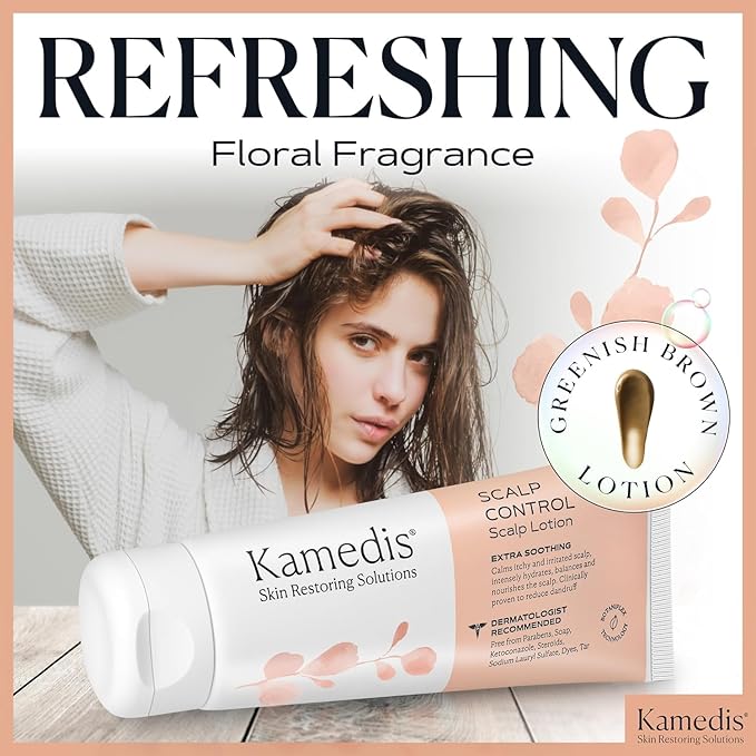 KAMEDIS Moisturizer Leave-On Botanical Scalp Lotion. For Dandruff, Dry, Itchy, Flaky and Sensitive Scalp Skin. Over-Night Head Mask, Parabens Free. 3.38 Fl Oz. (Scalp Lotion (2pk))