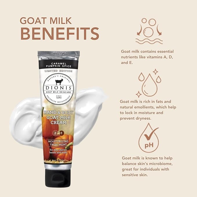 Dionis Goat Milk Skincare Pumpkin Overnight Lip Mask & Lip Balm Kit + Hand & Body Cream