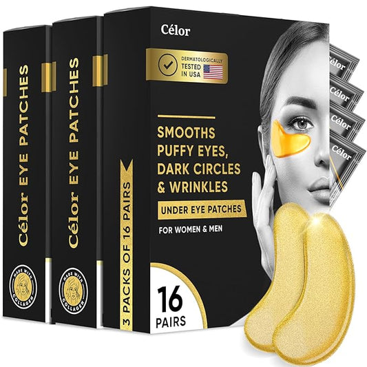 CÉLOR Under Eye Patches for Puffy Eyes and Dark Circles (48 Pairs) with Amino Acid & Collagen - Under Eye Masks Great for Bachelorette Party Favors, Swag Bag Stuffers, Spa Gifts for Women