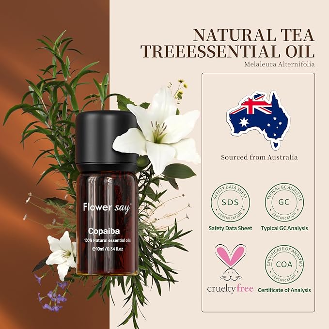 Copaiba Essential Oil 0.34Oz - 100% Pure Natural MAX Undiluted Premium Therapeutic Grade Essential Oils for Diffuser/Skin Care/Massage/Hair/Toenails