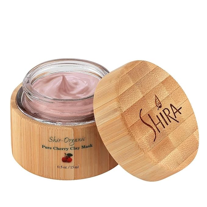 Shir-Organic Pure Cherry Clay Face Mask(15ml) Rich In Vitamin C Helps Clarify Heal and Prevent Blemishes Oil Control & Large Pore