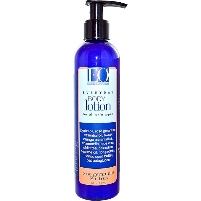 EO Body Lotion, Rose Geranium and Citrus, 8 Ounce Bottle