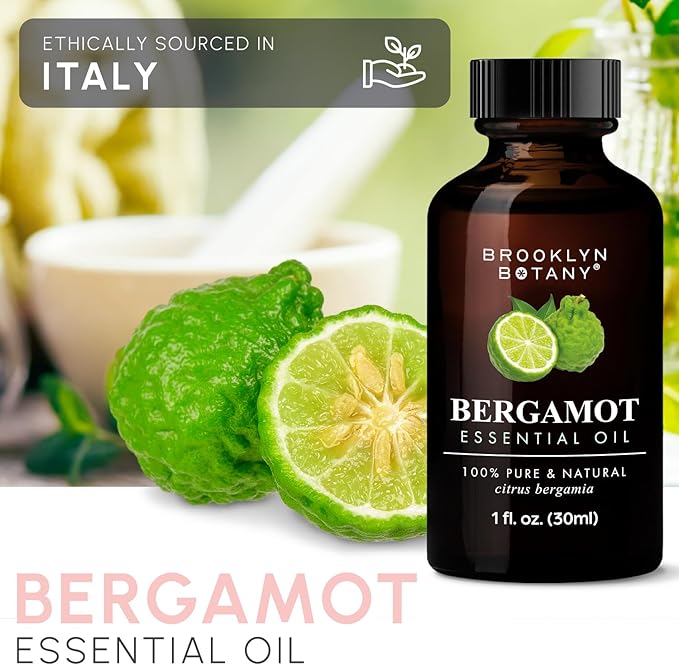 Brooklyn Botany Bergamot Essential Oil – 100% Pure and Natural – Premium Grade Oil with Dropper - for Aromatherapy and Diffuser - 1 Fl Oz