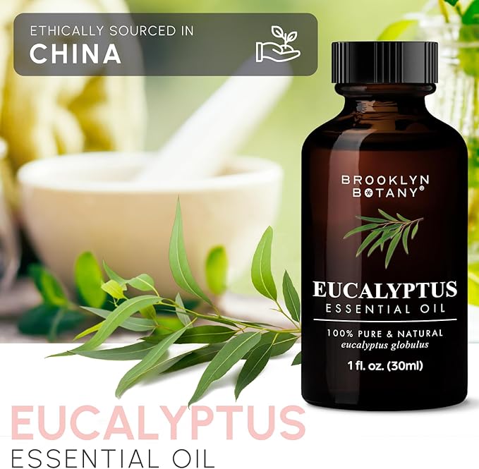 Brooklyn Botany Eucalyptus Essential Oil – 100% Pure and Natural – Premium Grade Oil with Dropper - for Aromatherapy and Diffuser - 1 Fl Oz