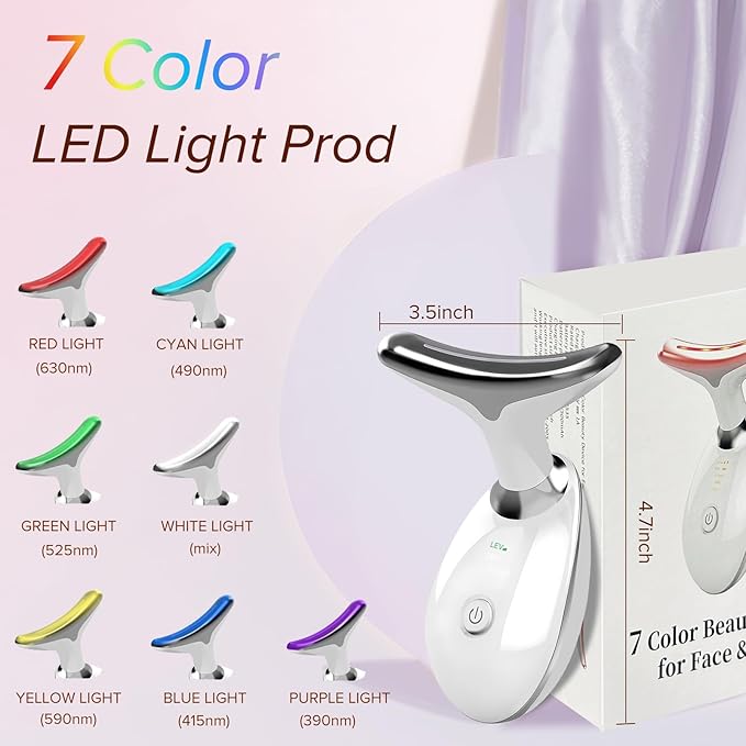 Red-Light-Therapy-for-Face and Neck, Facial Massager for Face and Neck, 7 Color Face Neck Massager for Skin Care, at-Home Face Tool for Skin Care