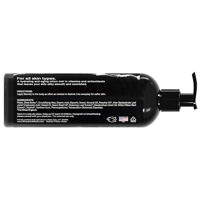 MADE IN THE USA Ultra Moisturizing Shea Butter Lotion with Hyaluronic Acid and Rosehip Oil for anti-aging ORGANIC VEGAN body and hand lotion 16oz (Unscented)