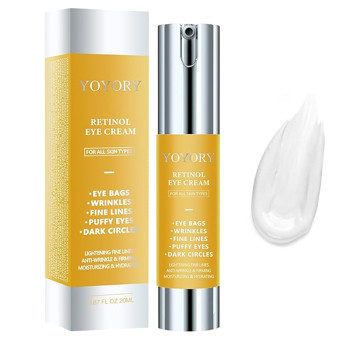 Retinol Under Eye Cream - Anti-aging Eye Cream for Eye Bags, Dark Circles, and Fade Wrinkles, Fine Lines Skin Care Treatment for Women and Men, Gold(0.67 Fl Oz)