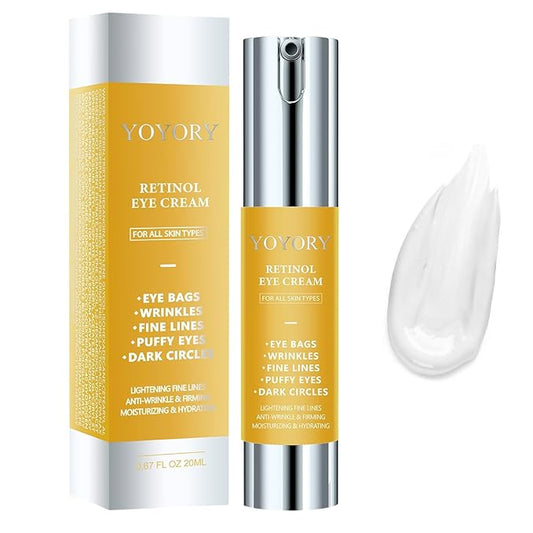 Retinol Under Eye Cream - Anti-aging Eye Cream for Eye Bags, Dark Circles, and Fade Wrinkles, Fine Lines Skin Care Treatment for Women and Men, Gold(0.67 Fl Oz)