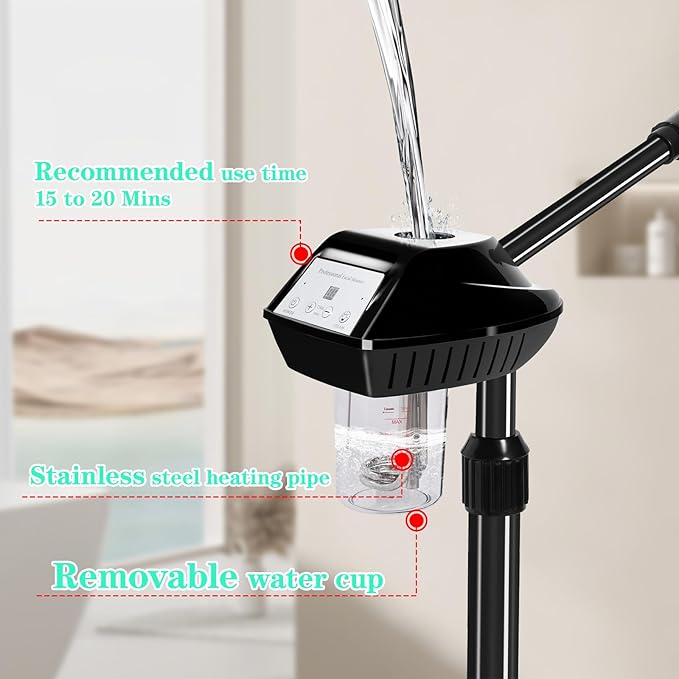 Professional Facial Steamer, Face Steamer on Wheels, Ozone Face Steamer, Facial Steamer for Spa, Salon and at Home Use