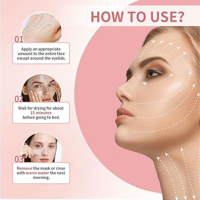 Collagen Night Wrapping Mask,Sleeping Overnight Peel off Facial Mask,Elasticity & Hydration,Hydrates and Tightens Skin，Korean Skincare for Face Glass Skin 2.65oz