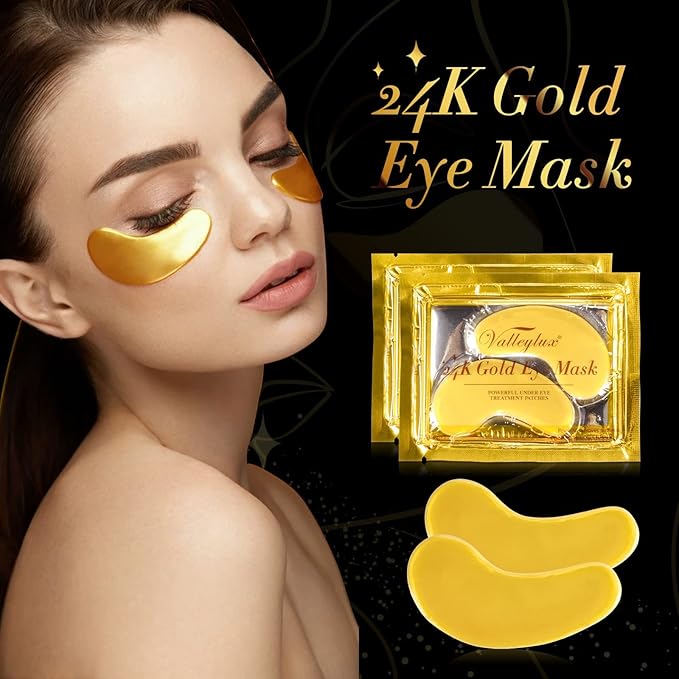 Under Eye Mask,20 pairs 24K Collagen Eye Pads,Under Eye Patches Skincare for Anti Aging,Anti Wrinkle,Reducing Eye Puffiness,Dark Circles