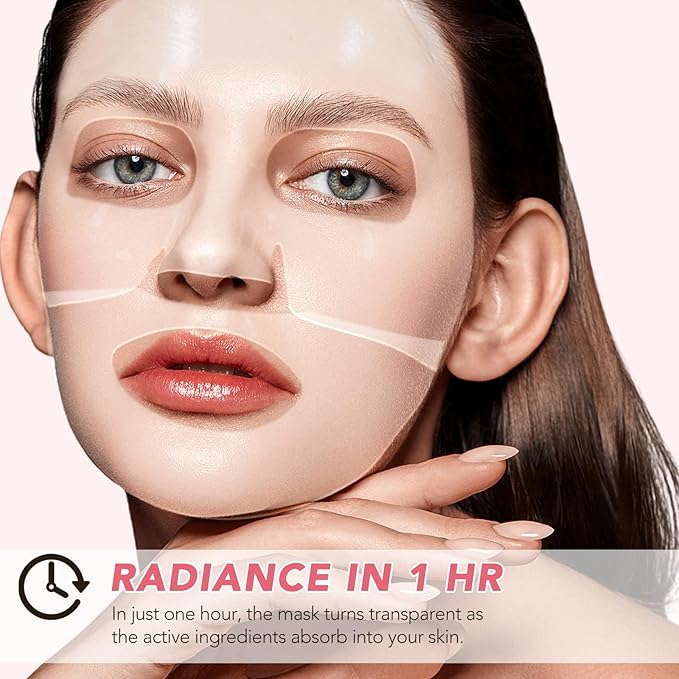 Collagen Face Mask, Hydrating Overnight Hydrogel Collagen Mask for Women, Deep Collagen Anti Wrinkle Lifting Mask for All Skin Types, Pore Minimizing, Elasticity Improvement, 34g x4ea