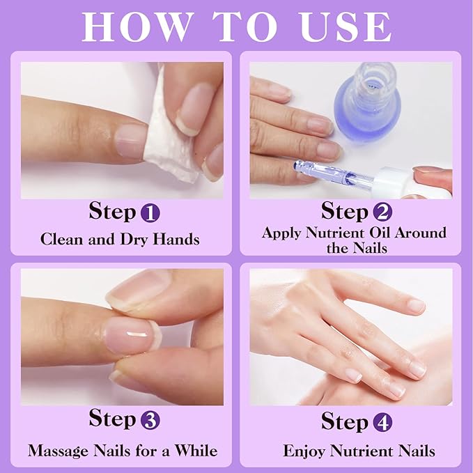 Cuticle Oil, Moisturizing Repairing Nail Oil, Plant-Based Formula for Damaged Nails Dry Cuticles, Strengthening Hydrating, Rose, Jasmine, Lavender, Nail Care, 20ml,YNC-002