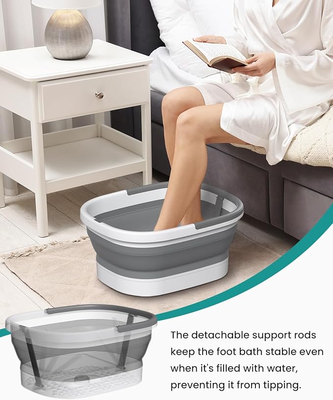 Nekteck Foot Soaking Tub Collapsible Bucket for Foot Bath Soak Tub, Foot Basin Foot Soaker with 138 Acupressure Nodes and Pumice Stone for Feet Massager Pedicure Foot Spa, Gifts for Men Women Dad Mom