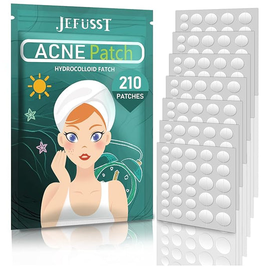 Pimple Patch 210 Counts 4 Sizes, Hydrocolliod Acne Patch for Face, Invisible Zit Patch with Tea Tree Oil & Calendula Oil, Blemish Patch, Vegan and Cruelty Free