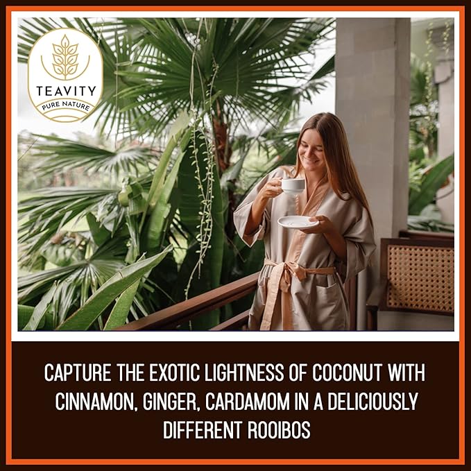 TEAVITY Organic Coconut Island Tea - Compatible With Keurig K-cup 2.0 Brewers - Energy, Revitalizing, Refreshing Tea Pod - Works With Keurig Tea Pods & Tea K Cups 12 Count (Pack of 1)