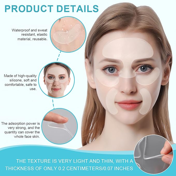 Silicone Face Patches, invisible Facial Patches to Reduce Fine Wrinkles, Forehead, Frown, Smile, crow’s feet Lines, Reusable Wrinkles Treatment for Women 6 Pcs Set