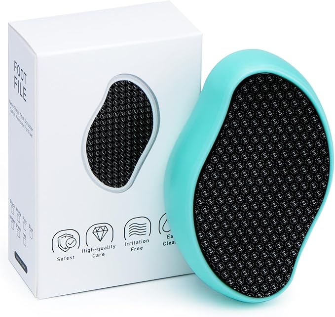 Glass Foot File Callus Dead Remover Heel Scraper and Shower Scrubber - Safely and painlessly removes calluses and Dry Skin from Heels (Blue)