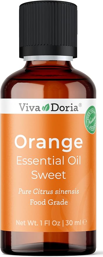 Viva Doria 100% Pure Sweet Orange Essential Oil, Undiluted, Food Grade, USA Orange Oil, 30 mL (1 Fl Oz)