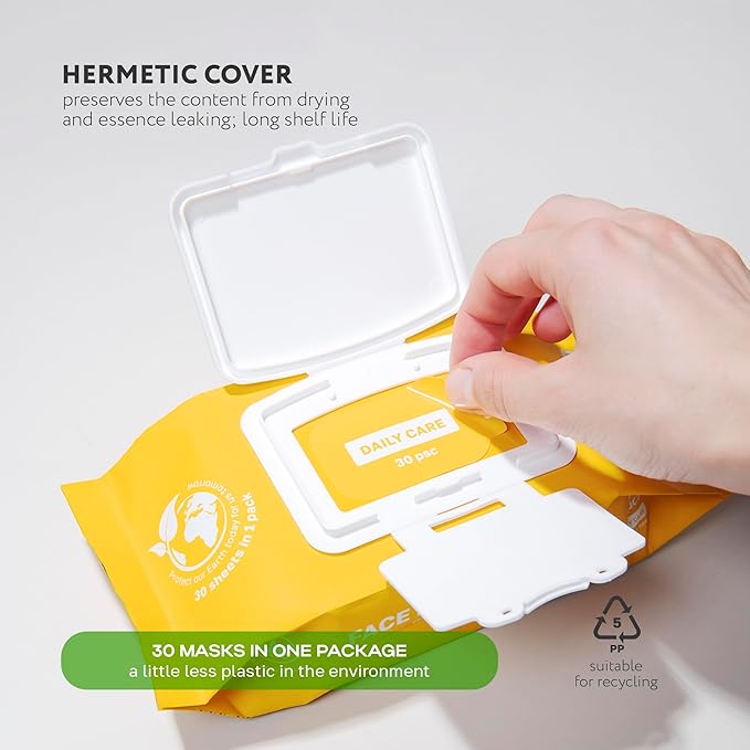 Korean Sheet Masks with Niacinamide & Vitamin C - 30-Pack Premium Face Mask Set - Intensive Hydrating Sheet Mask Collection - Advanced K-Beauty Skincare - Complete Monthly Supply for Daily Face Care