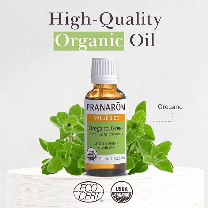 Pranarom USDA Certified Organic Oregano Essential Oil (30ml), 100% Pure Undiluted Therapeutic Grade from Hungary/Turkey for Aromatherapy, Diffuser, Immune Support, Relaxation, DIY
