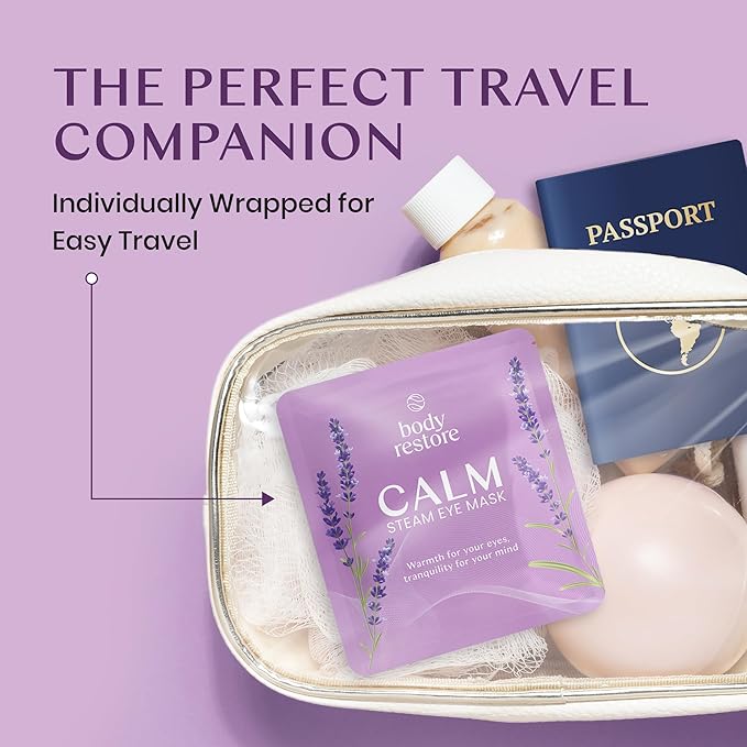 Body Restore Self Heated Steam Eye Mask 5 Pack - Fathers Day Unique Gifts for Dad, Relaxation Gifts for Her and Him, Best Friend, Stye Eye Treatment, Travel Essentials - Lavender