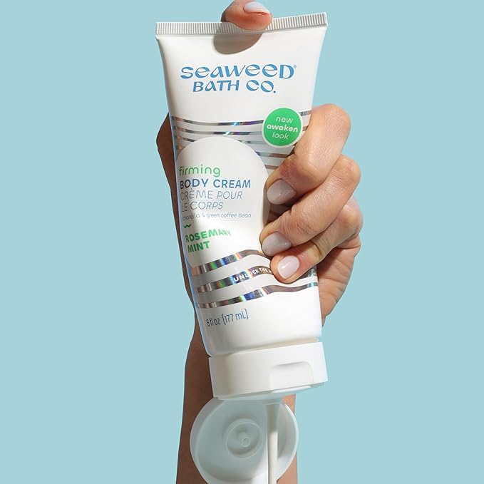 Seaweed Bath Co. Firming Body Cream, Rosemary Mint Scent, 6 Ounce, Skin Toning Hand & Body Lotion Moisturizer for Dry Skin, with Sustainably Harvested Seaweed, Chlorella, Green Coffee Bean