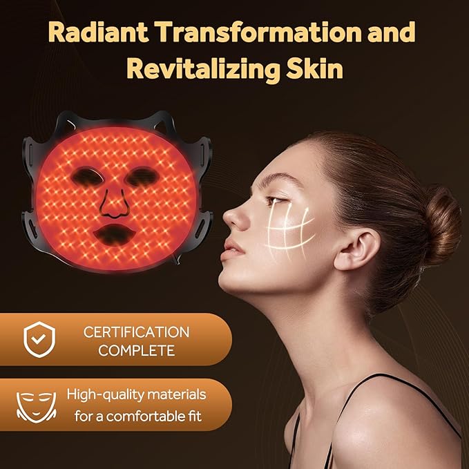 Sunegg Red Light Therapy for Face,LED Face Mask Light Therapy,Portable red Light Therapy mask for Home and Travel Skin Care