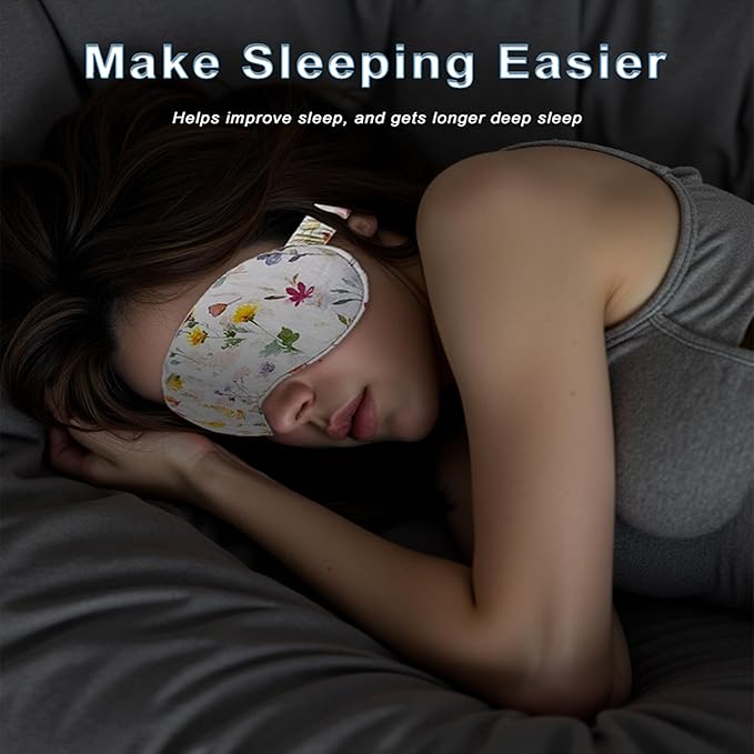 Linen Eye Mask for Girls,Travel Breathable Sleep Mask,Adjustable Strap, Hypoallergenic, Cooling with Travel Bag Gift Package(Gingham)