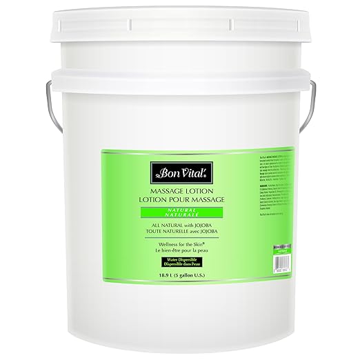 Bon Vital' Naturale Massage Lotion with Natural Ingredients for Earth-Friendly Massage, All Natural Moisturizer, Relieves Muscle Soreness and Increases Circulation, 5 Gal, Label may Vary