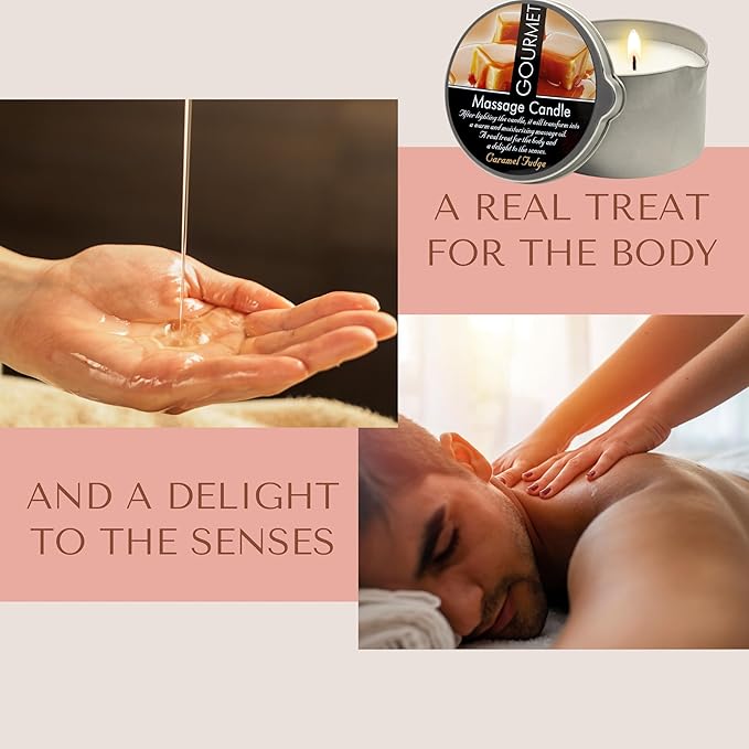 GOURMET COLLECTION Massage Candle for Couples - Moisturizing & Hydrating Skin Care Body Massage Oils Candle - Natural & Vegan (6.76oz), 576014