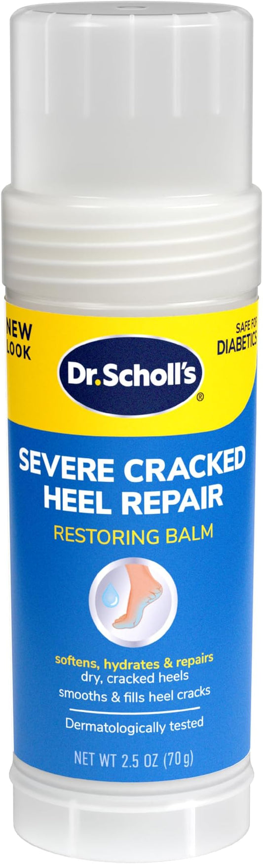 Dr. Scholl's Severe Cracked Heel Repair Restoring Balm 2.5oz, with 25% Urea for Dry, Cracked Feet, Heals and Moisturizes for Healthy Feet