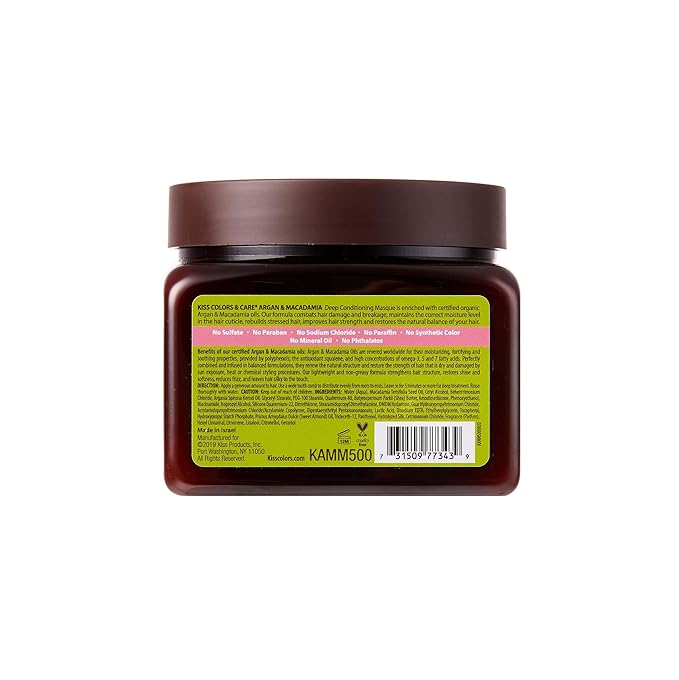 KISS Argan & Macadamia Deep Conditioning Masque 500mL (16.9 US fl.oz)