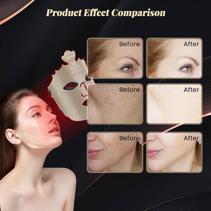 Red Light Therapy Mask for Face, Wireless 7 Colors Led Face Mask Light Therapy, Portable Face Light Therapy, Red Light Therapy Mask Skin Care, for Wrinkle Reduction Anti Aging, Improve Skin