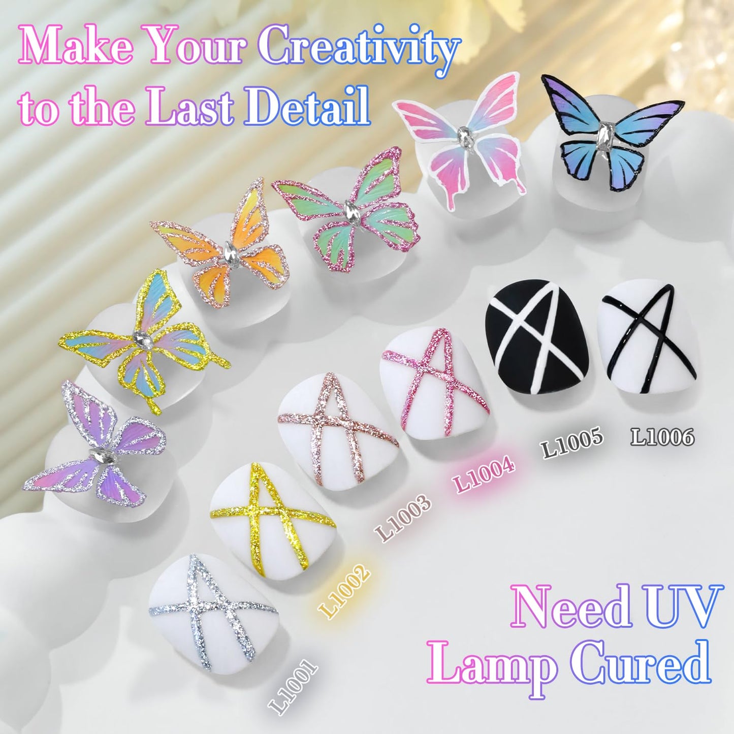 Double Rhythm 6 Pcs 15 ML Gel Liner Polish Nail Art Set Chrome Metallic Glitter Soak Off Gel Polish Kit Nail Art Manicure Salon DIY at Home for Women (Gold Silver Black White-T6-52)