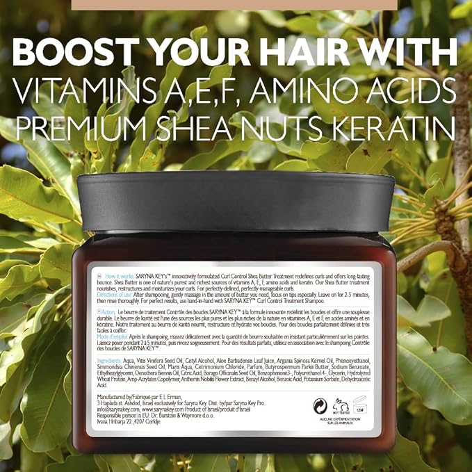 Saryna Key Curl Control Treatment Butter Mask - Shea Butter Hair Mask for Curly Hair - Natural Protein Treatment - Frizzy Hair Moisturizer - Deep Conditioner Mask for Coils and Curls (500ml/16.9oz)