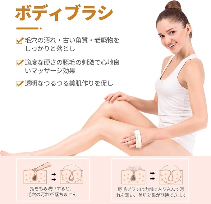 Body Brush for Dry or Wet Brushing and 2-Sided Foot File Scrubber Set, Body Scrubber for Bath or Shower, Exfoliating Skin, Cellulite Treatment, Foot File Scrubber with Pumice Stone